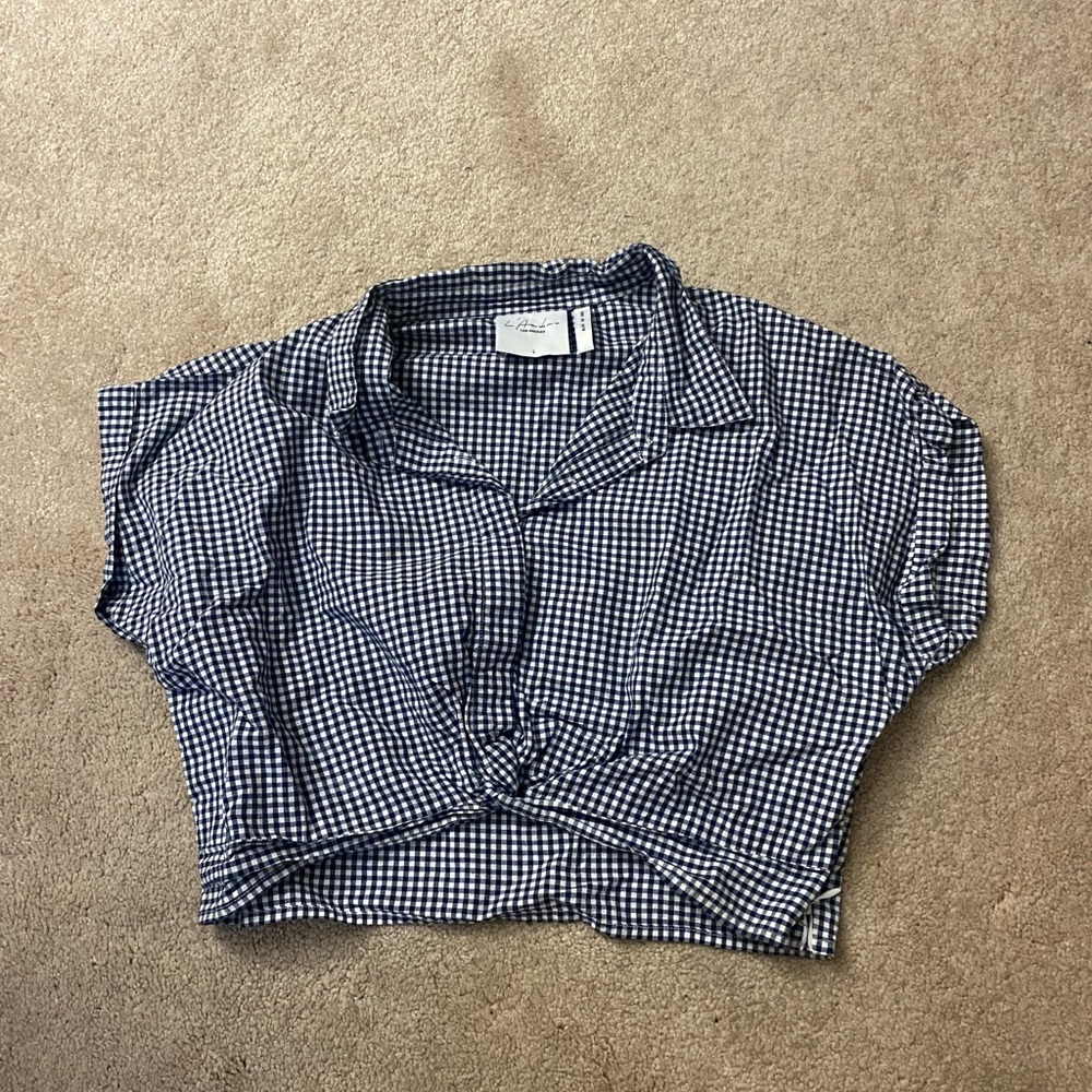 Blue gingham crop top